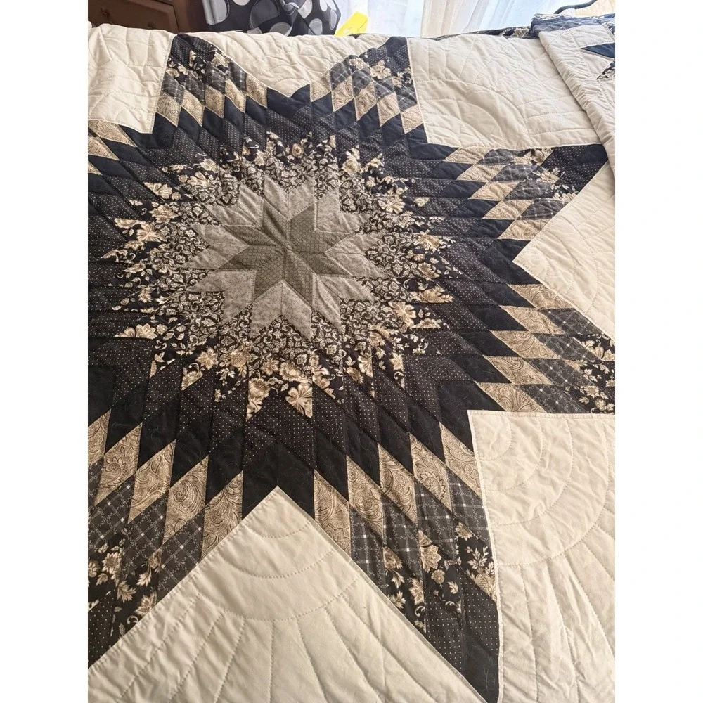 BRAND NEW AMISH HANDMADE QUILT! ~ Improved Lone Star ~ 99 x‎ 112 Beautiful